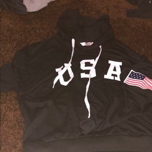 Black USA cropped hoodie